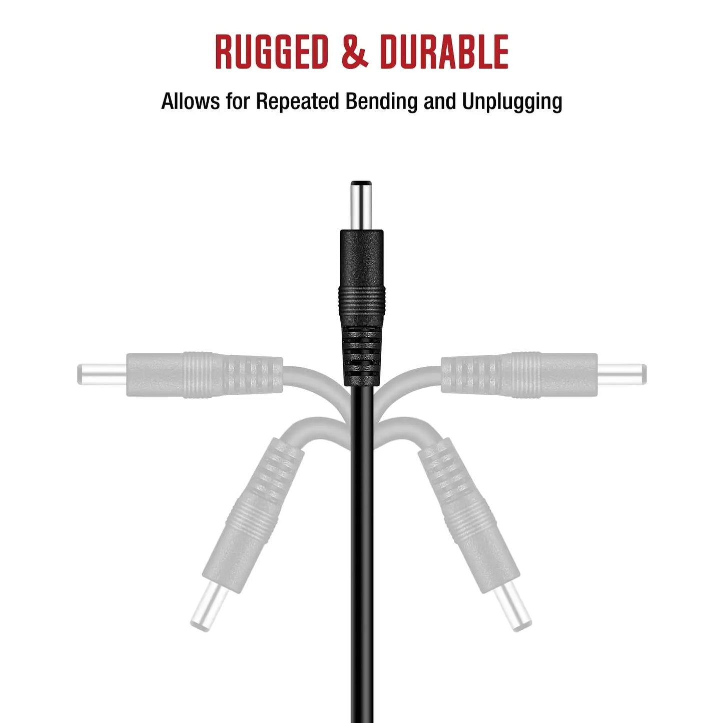 DC Power Extension Cable - 5.5x2.1mm Female to Male Connector Cord for LED Lights, CCTV & Power Adapter Devices