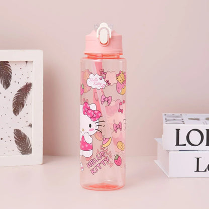 Kuromi Water Cup with Straw — Large Capacity Cute Cartoon Print Bottle, Unique Aesthetic Design for Office, Home, or Gift