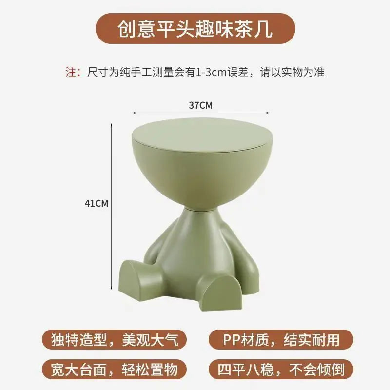 Light Luxury Cartoon Sofa Side Table – Creative Plastic Coffee Table, Small Household Flat-Head Coffee & Living Room Furniture Side Table