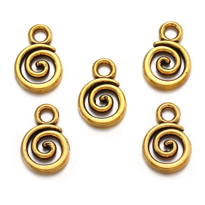 40pcs Swirl Alloy Charms - 6-Color Metal Pendants for DIY Handmade Jewelry Making & Accessories