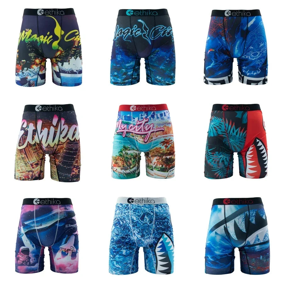 ETHIKA Men's Boxer Shorts - Breathable Sexy Trunks Underwear Plus Size S-3XL Swimming Style Briefs