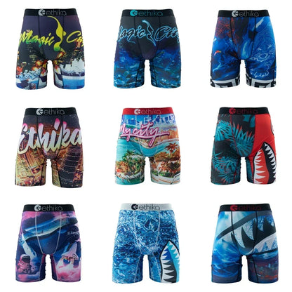 ETHIKA Men's Boxer Shorts - Breathable Sexy Trunks Underwear Plus Size S-3XL Swimming Style Briefs