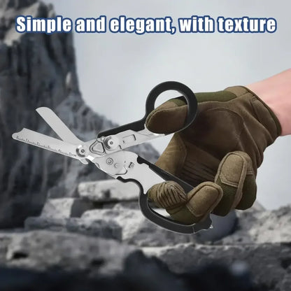 Folding Trauma Scissors - Emergency Rescue Cutter with Glass Breaker for Outdoor Use