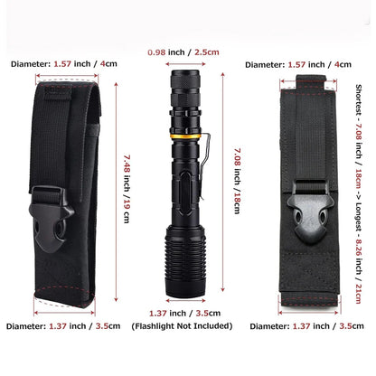 Tactical Flashlight Pouch - MOLLE Torch Holster EDC Carry Case for Camping & Hunting Gear