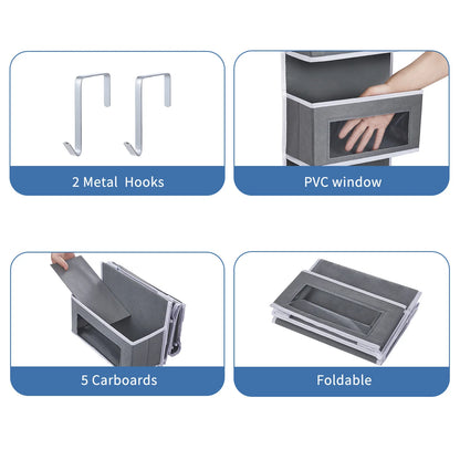 Over The Door Hanging Organizer - 1/3/4/5 Pocket Wall Mounted Storage Rack for Bathroom, Dorm & Clothes