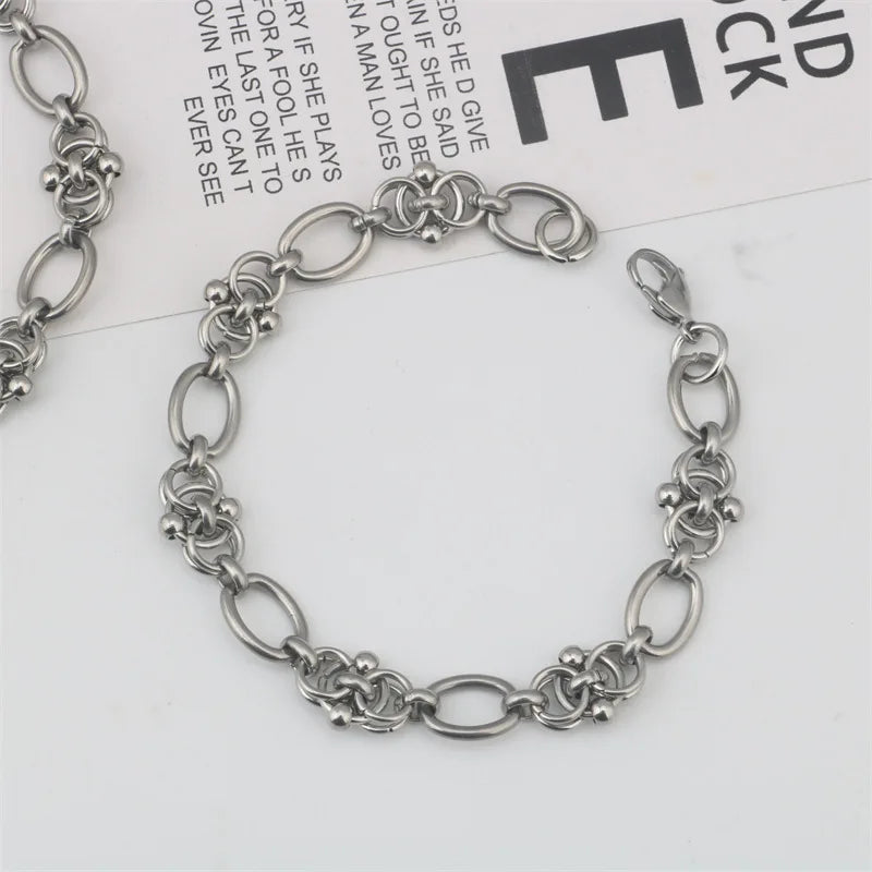 316L Stainless Steel Chain Bracelet - Hip Hop Tricycle Design DIY Statement Jewelry For Men & Women Kpop Style