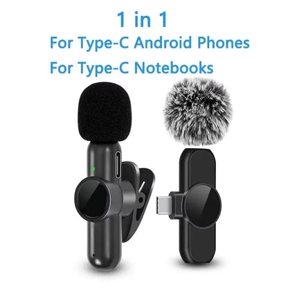 Wireless Mini Lavalier Microphone – Portable Noise-Reduction Lapel Mic for iPhone & Android Video Recording