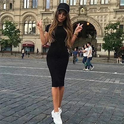 Women's Summer Bandage Bodycon Dress - Short Sleeve Knee-Length Sheath Dress Casual Party Fashion Style