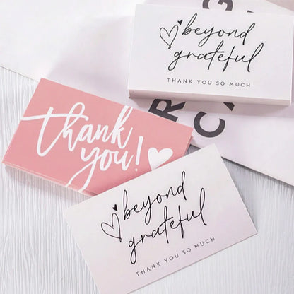 50pcs Thank You Business Cards – Customer Appreciation Gift Labels for Small Business, Cake Packaging & Retail Shop Branding Cards