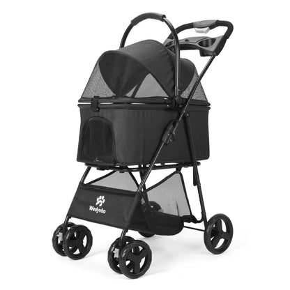 3-in-1 Pet Stroller - Removable Carrier Folding Travel Cart for Small & Medium Dogs and Cats