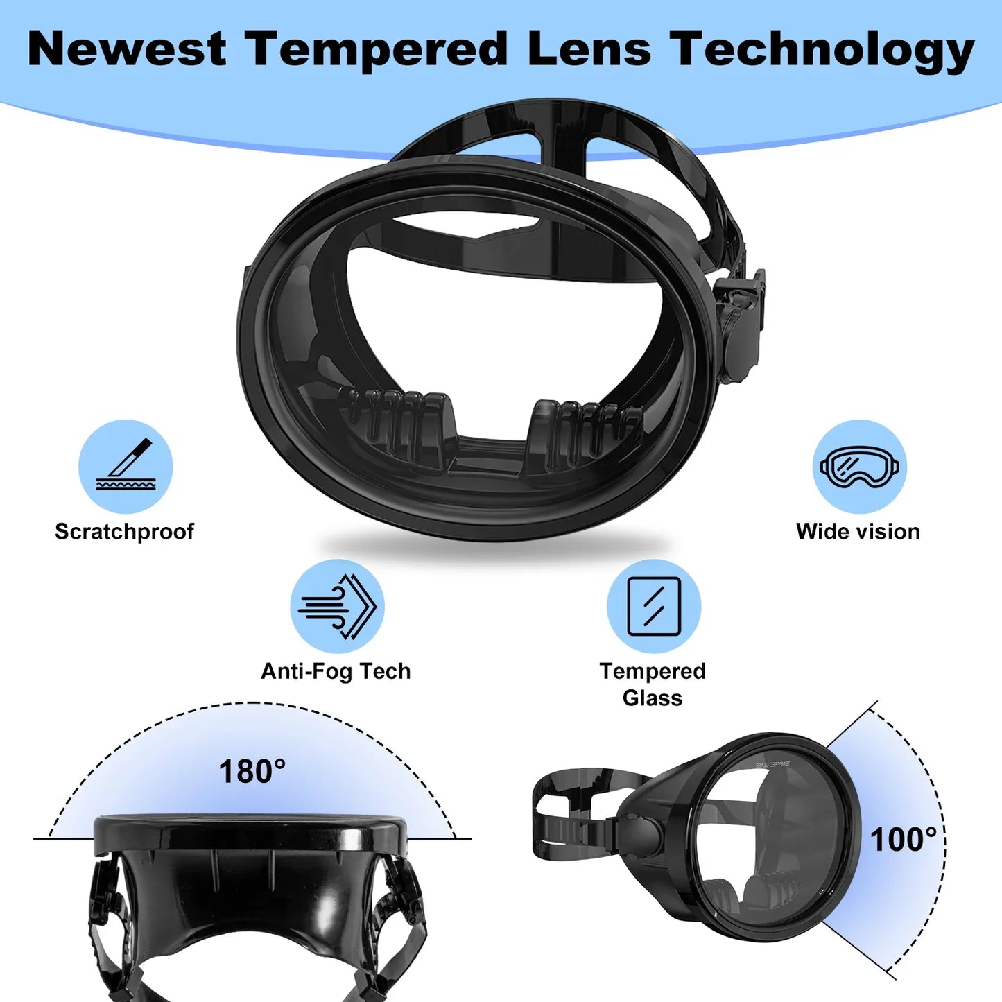 Full-Face Snorkeling Mask - Waterproof Anti-Fog 180° Panoramic Diving Goggles for Adults