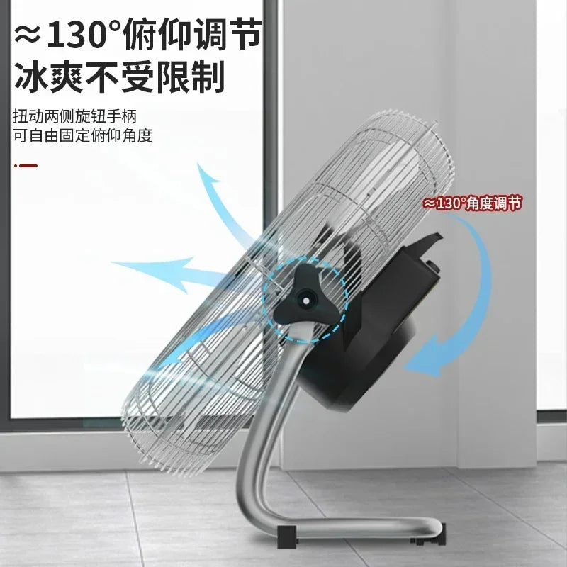 Powerful Electric Floor Fan - High-Wind Industrial & Household Fan for Floor, Desk & Living Room