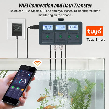 Yieryi WiFi Smart Water Quality Tester - Tuya PH ORP TDS EC Salt Temperature Monitor & Data Logger