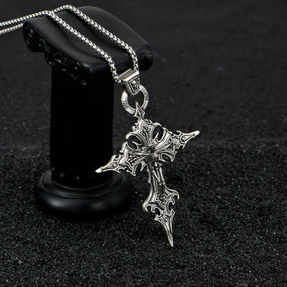 Vintage Gothic Skull Jesus Cross Necklace - Catholic Punk Religious Amulet Pendant for Men
