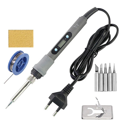 60W/80W Digital Soldering Iron - LCD Adjustable Temperature Welding Repair Tool with Solder Tips