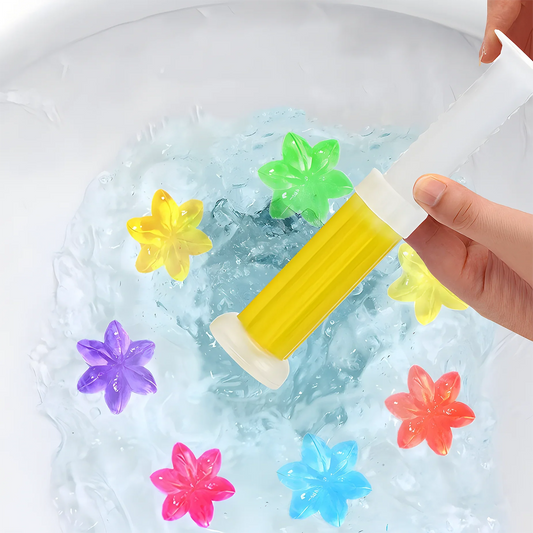 1 or 2-Pack Flower Toilet Cleaner Gel Syringe - Aromatic Drain Cleaning Detergent and Air Freshener - Odor Removal for Home Bathroom