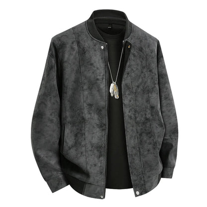 Men’s Suede Leather Jacket - Waterproof Oversized Moto Windbreaker Coat in Plus Sizes