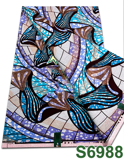 Original African Wax Print Fabric - 6 Yards 100% Cotton Nigerian Ankara Sewing Material