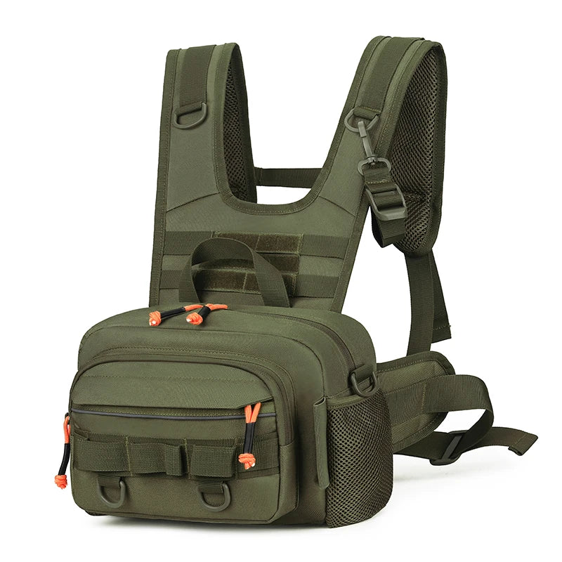 Fishing Lure Front Chest Vest Backpack – Tactical Travel, Camping, Hiking & Outdoor Cycling Mountaineering Gear Bag for Men