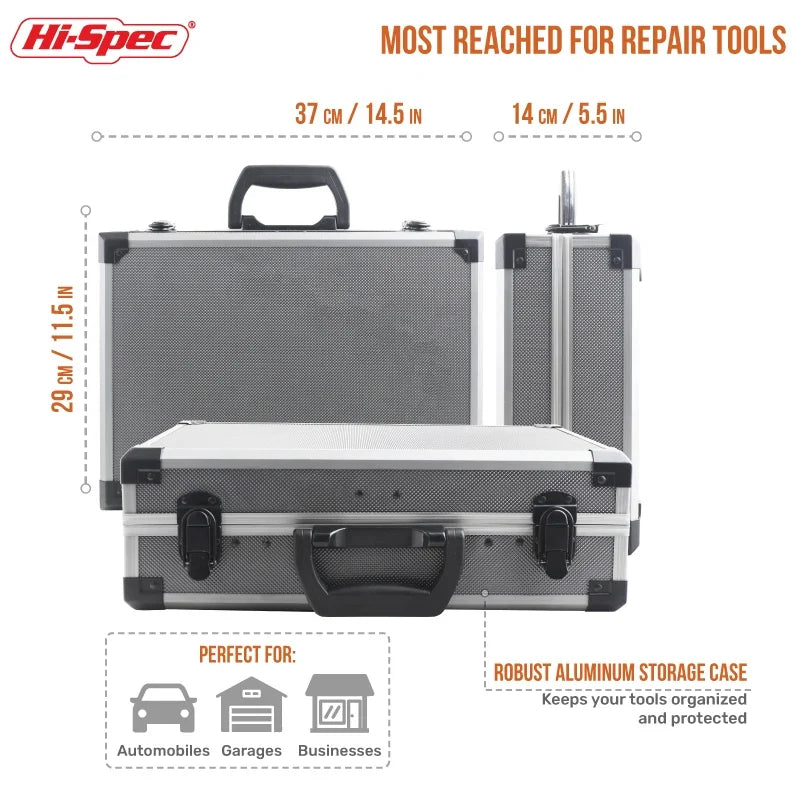 Hi-Spec 91PCS Professional Tool Set - CR-V Socket Wrench Repair Kit with Aluminum Carrying Case