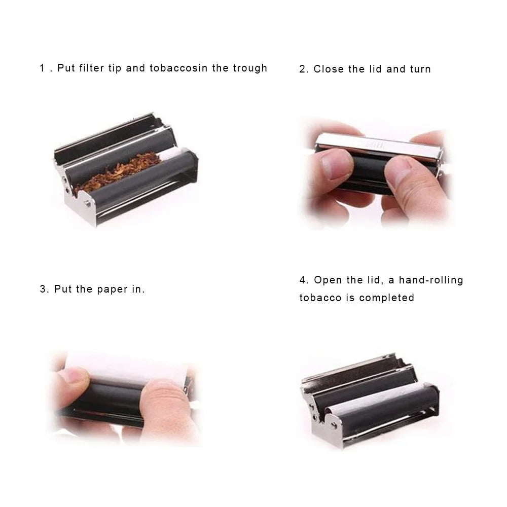 Portable 70mm Cigarette Rolling Machine - Metal Tobacco Roller for Personal Use & Gifting