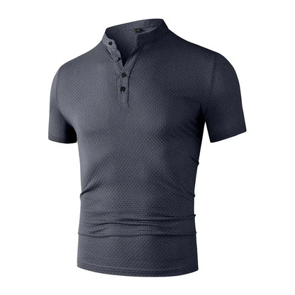 Men's Business Casual Polo Shirt - Short Sleeve Breathable Summer Top with Floral Detail