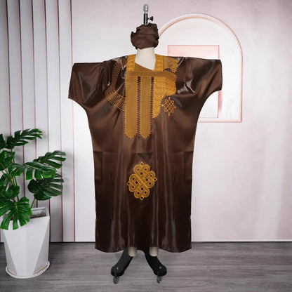 Women’s African Dashiki Ankara Maxi Dress - Traditional Embroidery Gown, Abaya & Muslim Kaftan Robe