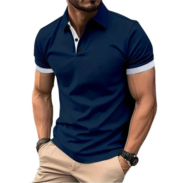 Men's Color Block Polo Shirt - Casual Slim Fit England Style Short Sleeve Streetwear Polo