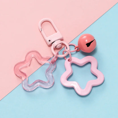 Hollow Star Bell Charm Keychain - Colorful Acrylic Bead Pendant for Bags, Lanyards & Jewelry Making Accessories