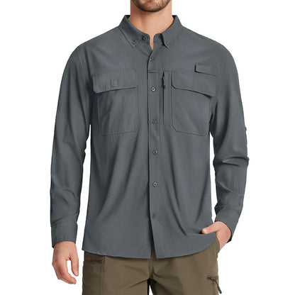 TACVASEN Men's UPF 50+ Fishing Shirt - Quick-Dry Long Sleeve Outdoor Hiking & Work Shirt
