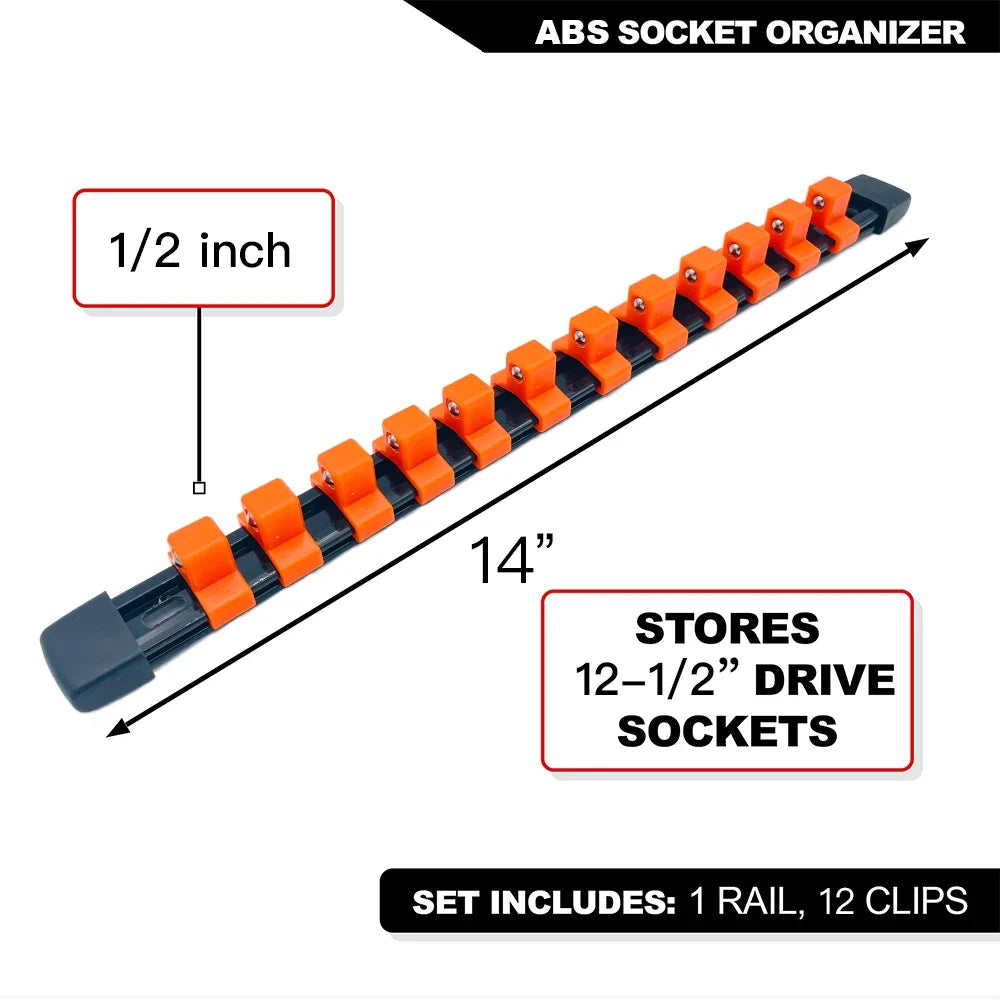 Socket Organizer Set - 1/4 3/8 1/2 Inch Socket Holder Trays for Tool Box Drawers & Storage Rails