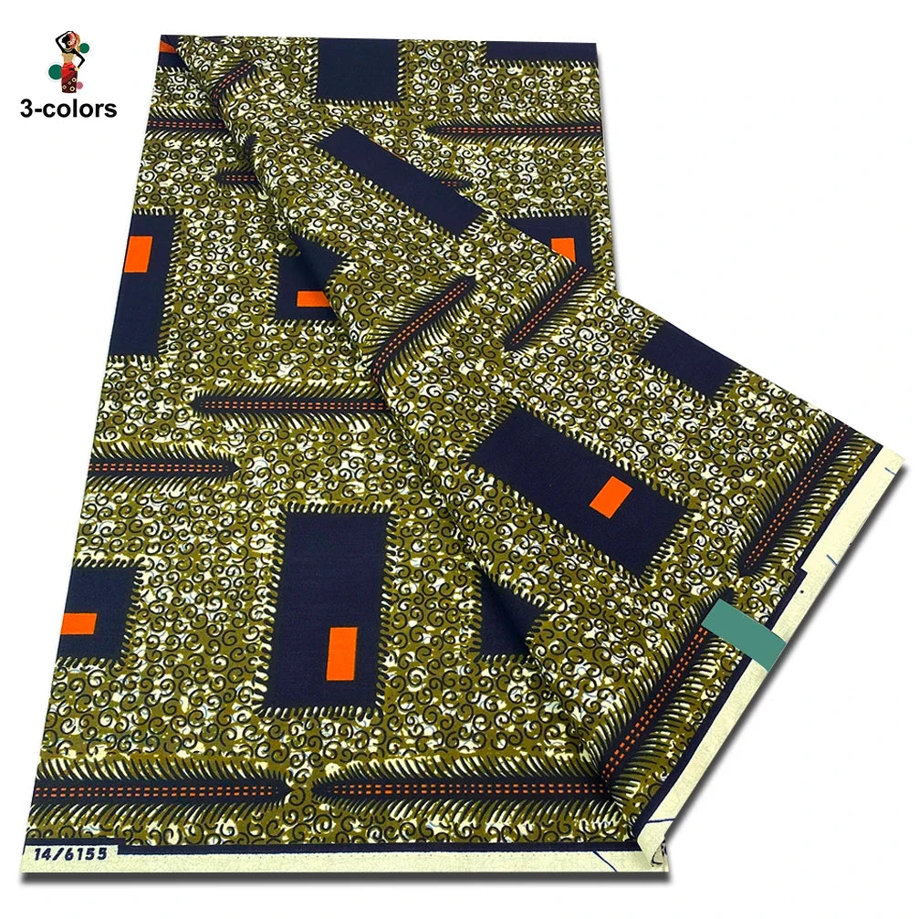 African Real Wax Print Fabric - 100% Cotton Soft Ankara Pagne Material for Dresses