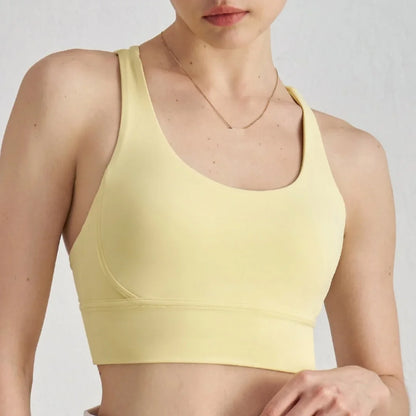 Women’s Cross Back Sports Bra - High Support Fitness Yoga Training Top with Removable Chest Pads