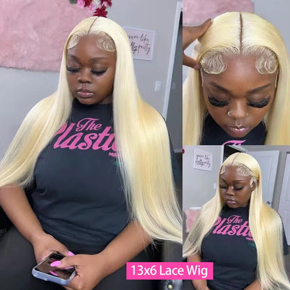 613 Blonde Lace Front Human Hair Wig - HD Transparent 13x4 13x6 Lace Frontal 200% Density Brazilian Straight Wig for Women