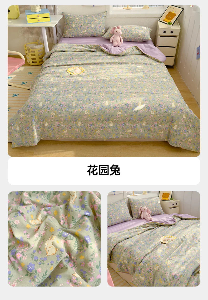 Washed Double Gauze Quilt – Lightweight Summer Comforter with Soya Fibre Filling, Soft & Breathable for Queen Size