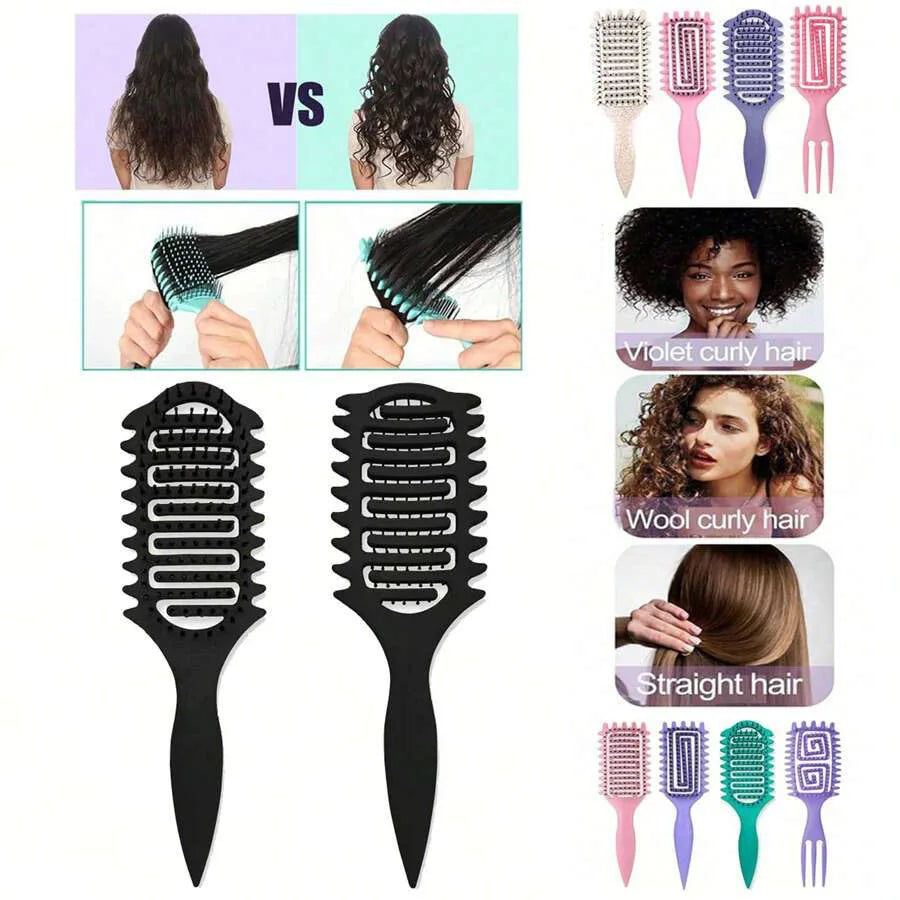 Curl Define Styling Brush - Hollow Detangling Comb for Wet Curly Hair Shaping & Styling