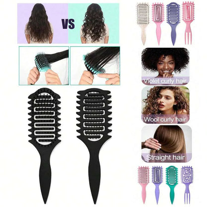 Curl Define Styling Brush - Hollow Detangling Comb for Wet Curly Hair Shaping & Styling