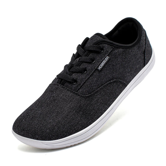 HOBIBEAR Men’s Barefoot Canvas Shoes – Minimalist Zero Drop Sneakers with Wide Fit