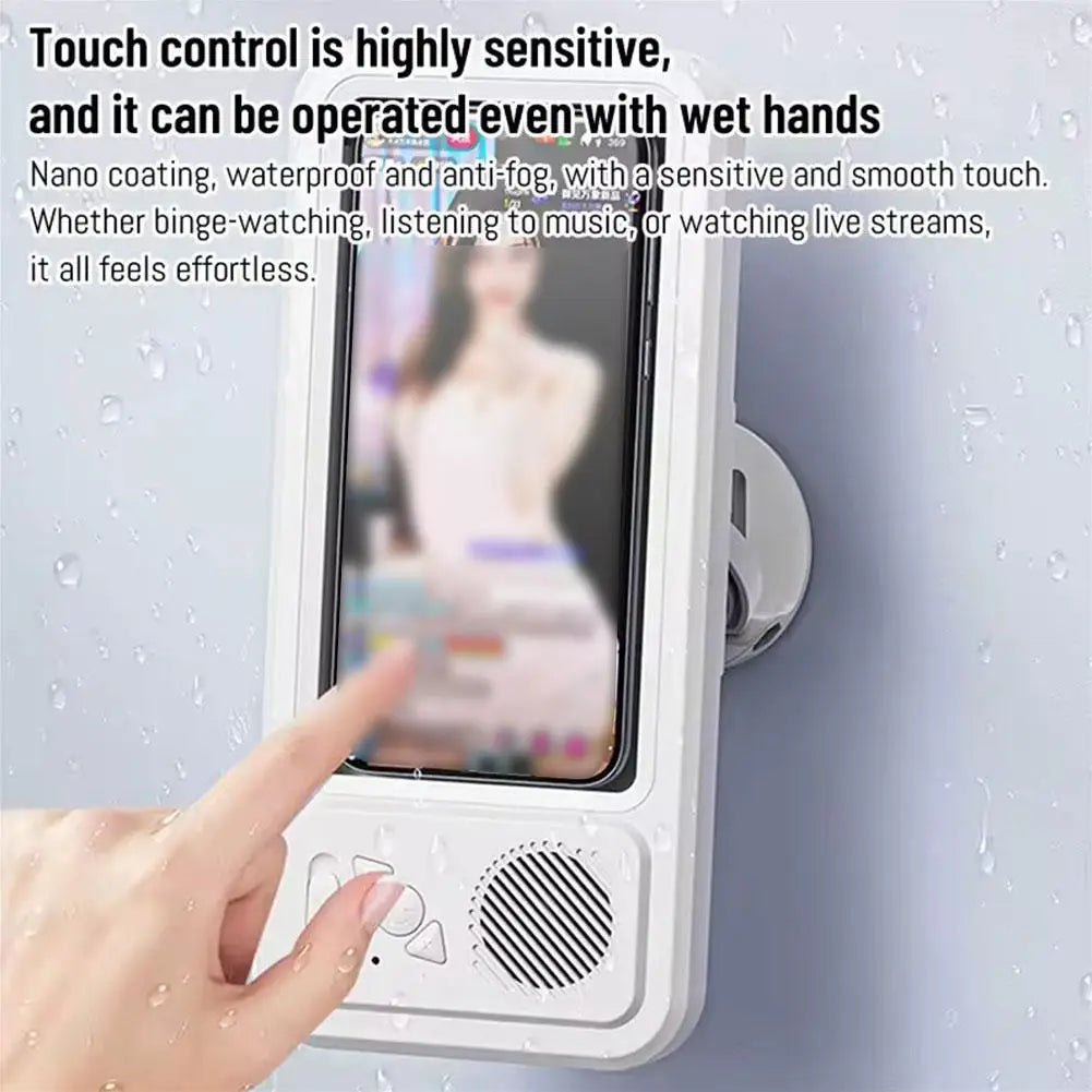 Z07 Waterproof Bluetooth Speaker Phone Holder – Wall Mounted Shower Bathroom Touchscreen Stand for Hands-Free Video & Music Streaming
