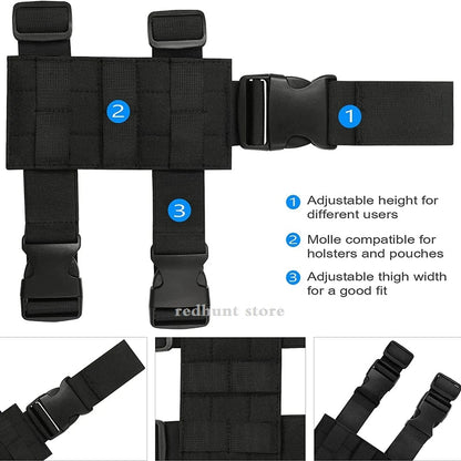 Universal Drop Leg Holster - Tactical MOLLE Gun Holster with Thigh Platform for Hunting Paintball, Adjustable Molle Straps Panel
