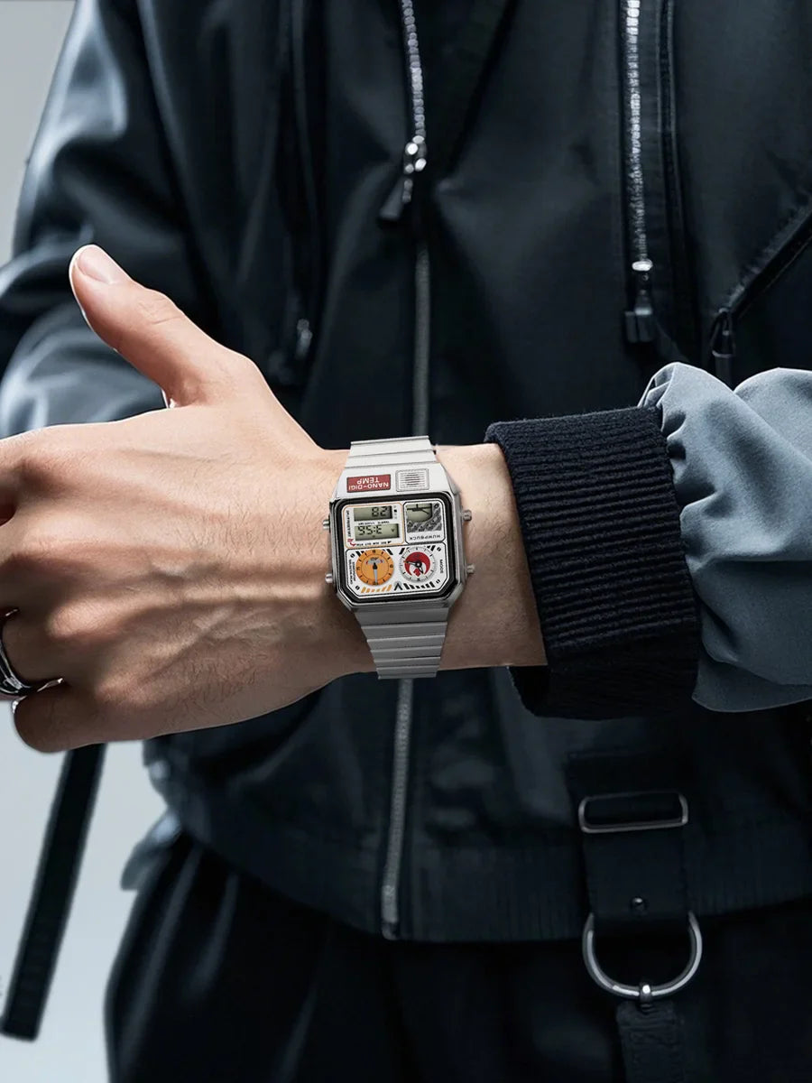 HUMPBUCK Men’s Digital Watch – Multifunctional Classic Wristwatch with Temperature, Stopwatch, Dual Time & Calendar