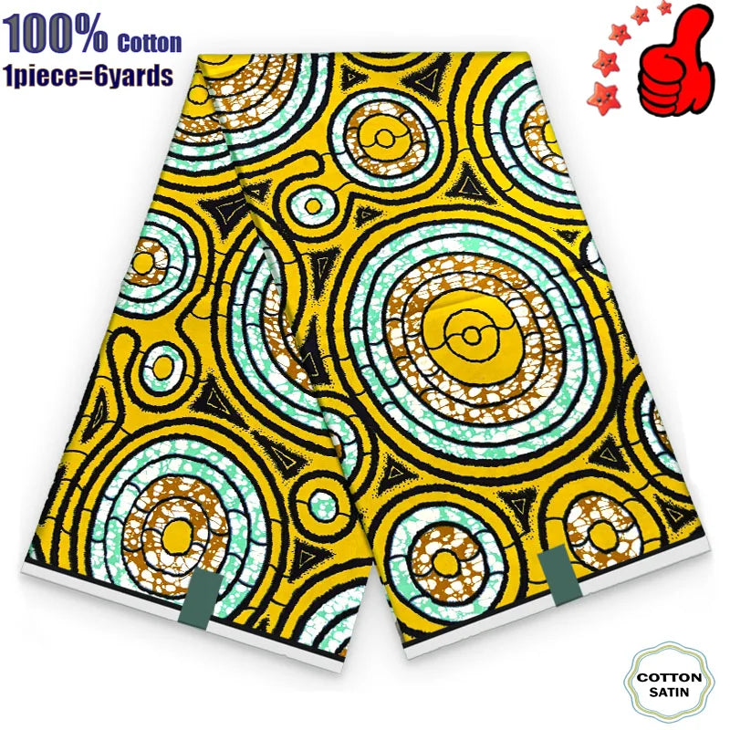 African Real Wax Fabric - High Quality 100% Cotton Ankara Pagne for Women’s Dresses