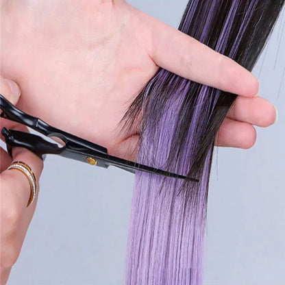 22-Inch Rainbow Highlight Synthetic Hair Extensions – Long Straight Colorful Hairpiece for Women & Kids