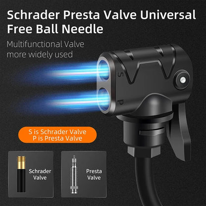 WEST BIKING Mini Bicycle Pump - Portable Aluminum Alloy Tire Inflator for MTB Road Bike Schrader Presta Valve