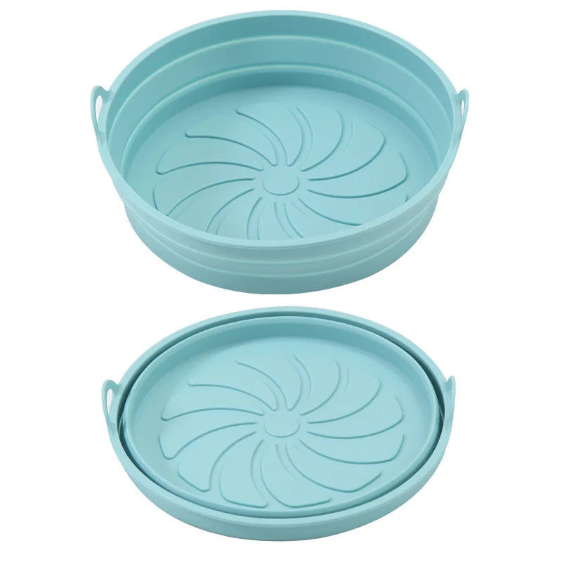 Silicone Baking Tray 20/23cm - Foldable Heat-Resistant Air Fryer Pan Food Grade Cake Mold for Baking & Cooking