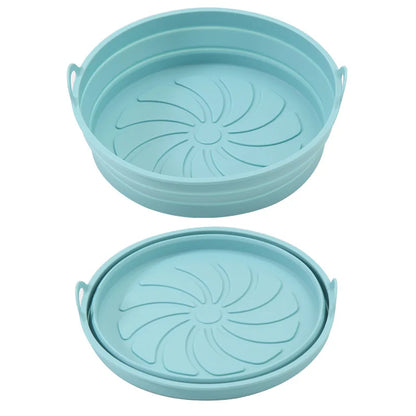 Silicone Baking Tray 20/23cm - Foldable Heat-Resistant Air Fryer Pan Food Grade Cake Mold for Baking & Cooking