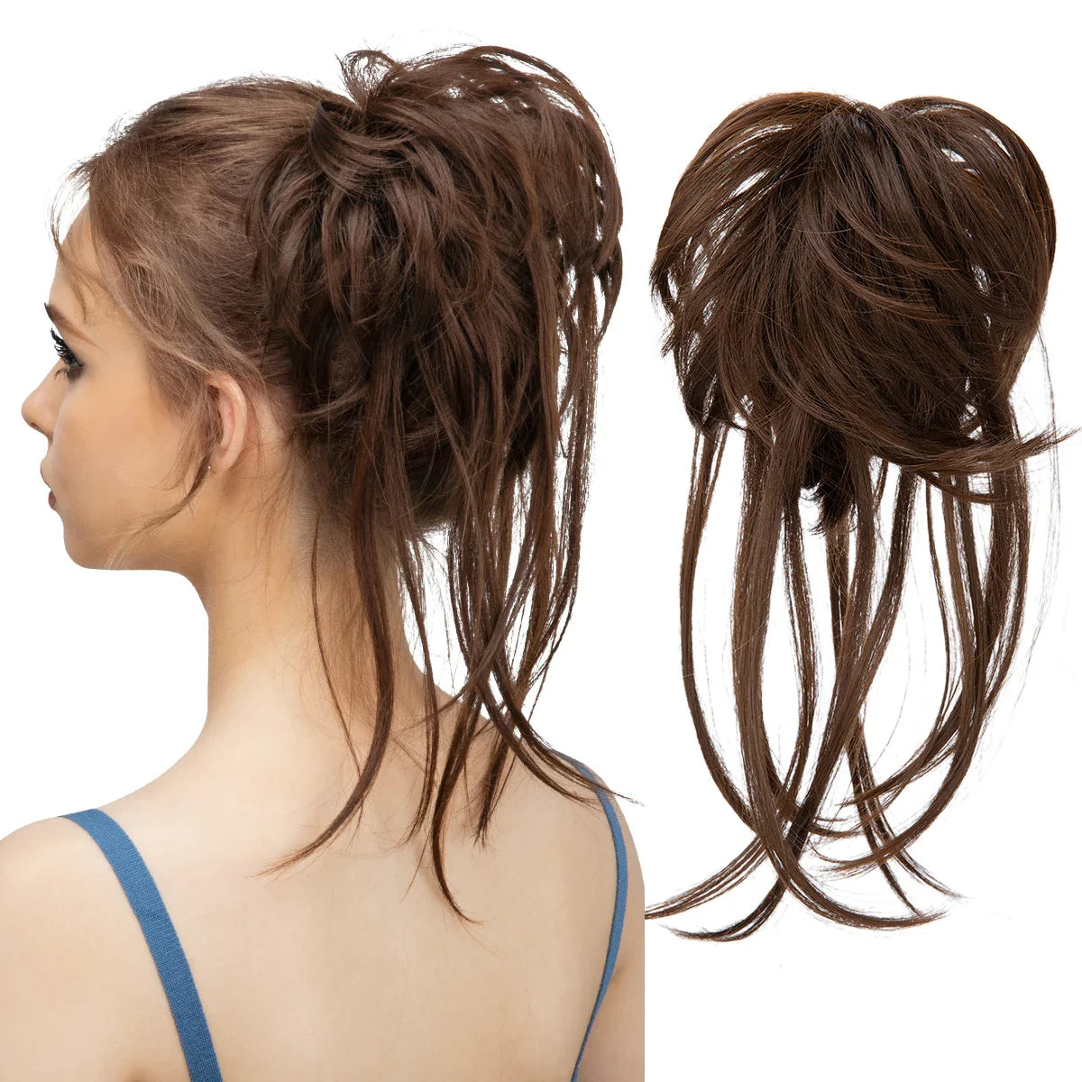 Synthetic Elastic Messy Bun Hairpiece – Curly Scrunchie Chignon, Black, Blonde, Brown Updo Donut for Women, Natural Fake Hair