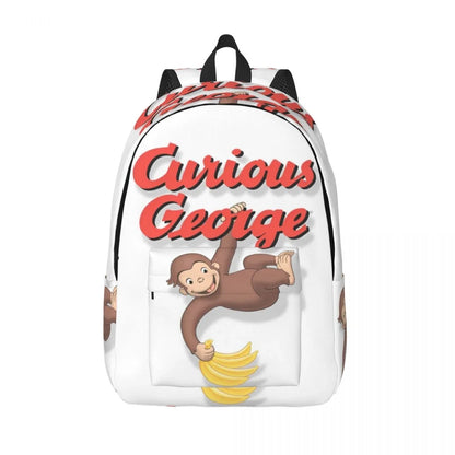 Curious George Cartoon Monkey Backpack - Casual Laptop Shoulder Bag for Students, Work, Travel & Outdoor Use