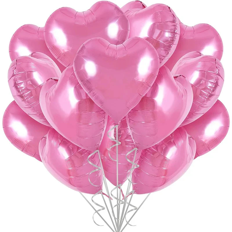 18 Inch Red Heart Foil Balloons - Love Shape Aluminum Balloons for Wedding, Birthday & Home Party Decorations