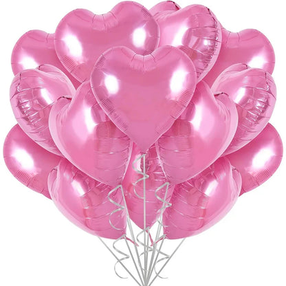 18 Inch Red Heart Foil Balloons - Love Shape Aluminum Balloons for Wedding, Birthday & Home Party Decorations